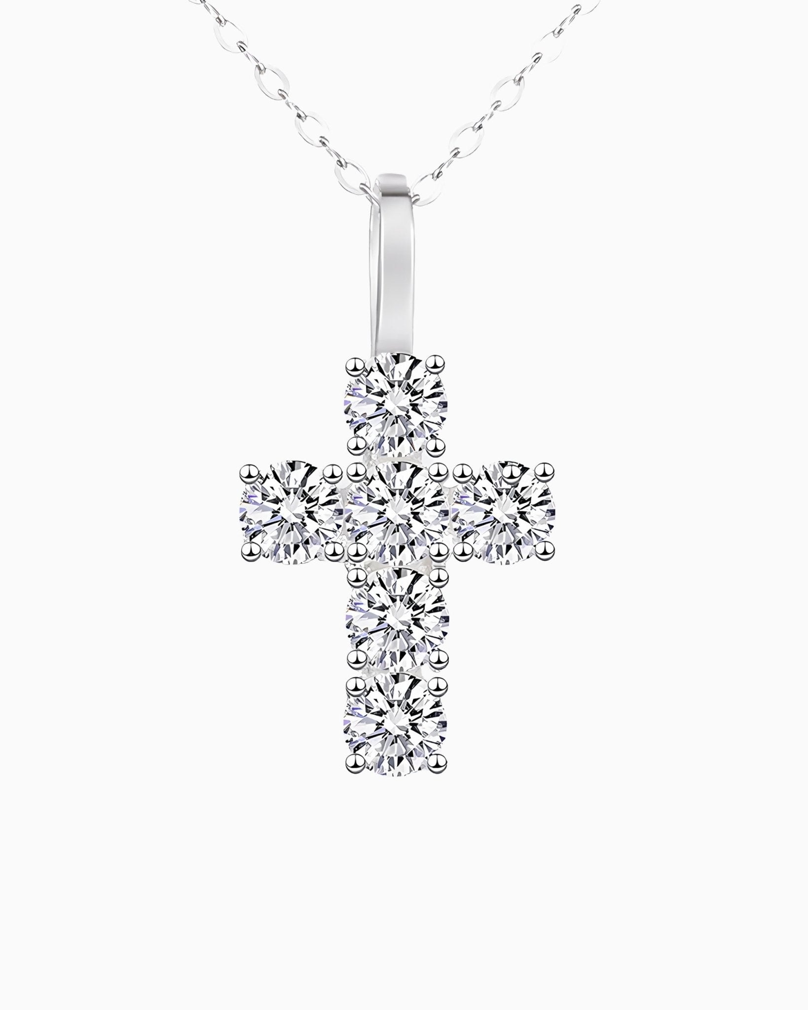 MOISSANITE MICRO CROSS PENDANT.